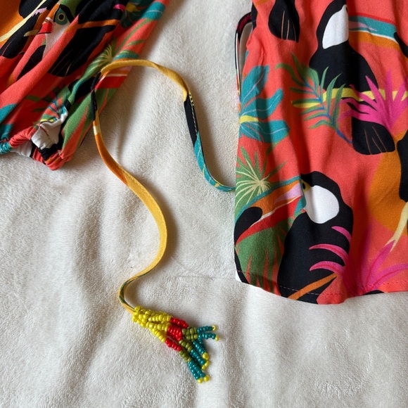 Discontinued FARM for Anthropologie Farm Rio Rainforest Wrap Blouse Toucans - Picture 10 of 12